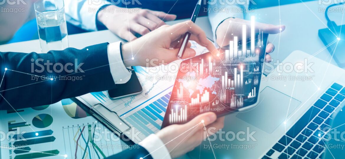 Teamwork with futuristic interface